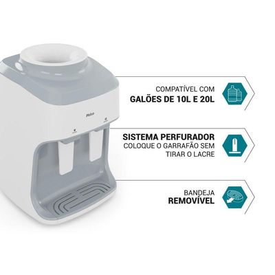 Bebedouro Philco 10l Ou 20l Bivolt Sistema Perfurador Pbe15b Bivolt