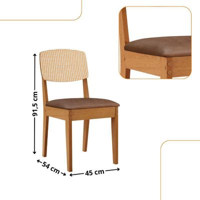 Mesa De Jantar Copper 180cm Tampo Mdf Laminado 6 Cadeiras Tork/naturale/naturale