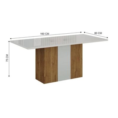 Conjunto De Mesa De Jantar Doha Off White E Freijó E 6 Cadeiras Juli Camurça