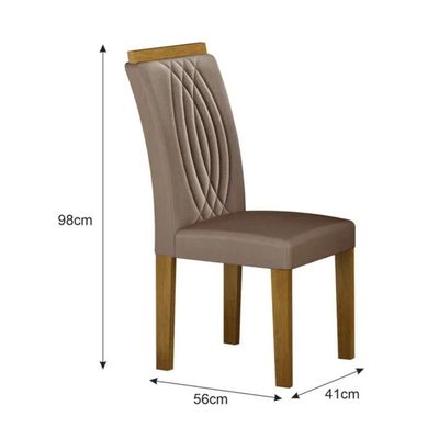 Conjunto De Mesa De Jantar Doha Off White E Freijó E 6 Cadeiras Juli Camurça