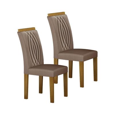 Conjunto De Mesa De Jantar Doha Off White E Freijó E 6 Cadeiras Juli Camurça