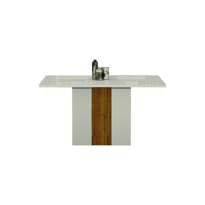 Conjunto De Mesa De Jantar Doha Off White E Freijó E 6 Cadeiras Juli Camurça