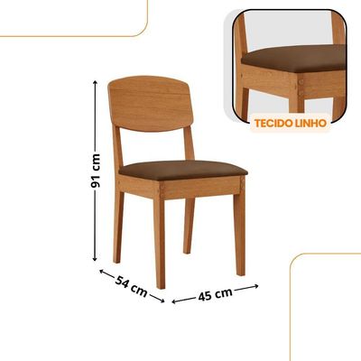 Mesa De Jantar Copper 120cm Tampo Mdf Com 4 Cadeiras Moderna Veludo Marrom/naturalle/naturalle