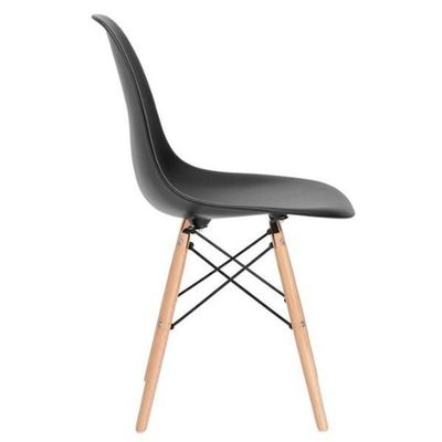 Conjunto De Mesa 4 Cadeiras Pretas Eames Eiffel 90cm Base Madeira Tampo Preto Preto
