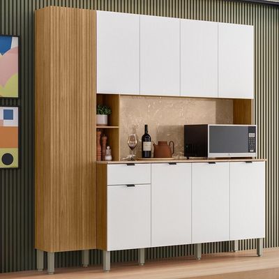 Cozinha Compacta 9 Portas 1 Gaveta 201 Cm Pulse Freijo