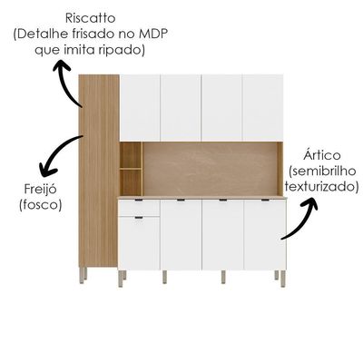 Cozinha Compacta 9 Portas 1 Gaveta 201 Cm Pulse Freijo