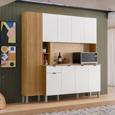 Cozinha Compacta 9 Portas 1 Gaveta 201 Cm Pulse Freijo