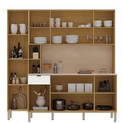 Cozinha Compacta 9 Portas 1 Gaveta 201 Cm Pulse Freijo