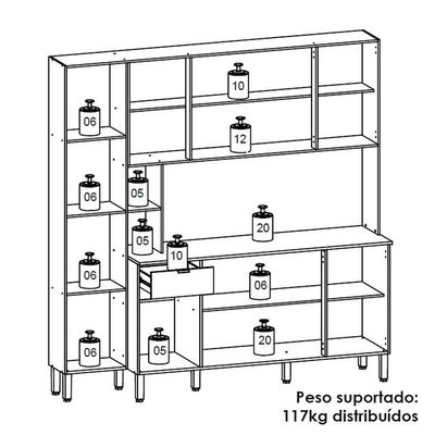 Cozinha Compacta 9 Portas 1 Gaveta 201 Cm Pulse Freijo