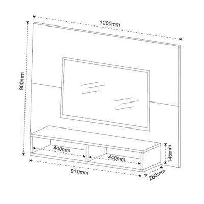 Painel Para Tv Até 43 Polegadas Com Nicho Jazz Mel 120cm