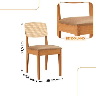 Mesa De Jantar Copper 180cm Tampo Mdf Laminado 6 Cadeiras Turim 07/naturalle/naturalle