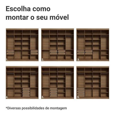 Guarda-roupa Closet 4 Gavetas 216 Cm Venus Madesa Rustic