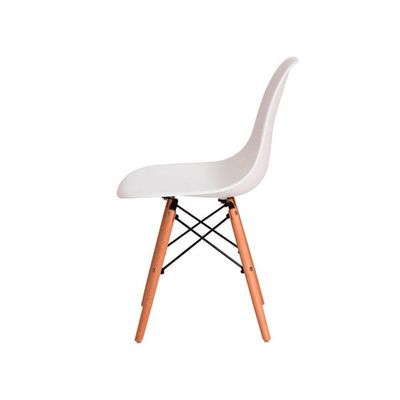 Conjunto 4 Cadeiras Eiffel Moderna Pé Palito Branca Base Madeira