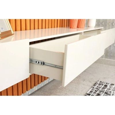 Painel Home Para Tv 70 Polegadas 2 Gavetas Ripado Slim Nature E Off White 280cm