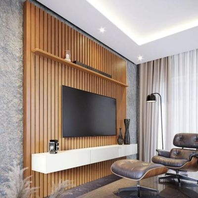 Painel Home Para Tv 70 Polegadas 2 Gavetas Ripado Slim Nature E Off White 280cm