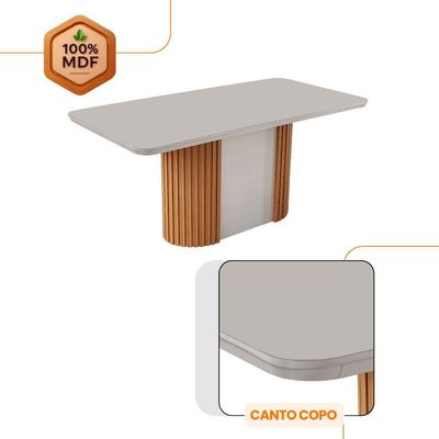Mesa De Jantar Aspen 180cm  6 Cadeiras Copper Turim