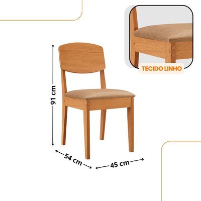 Mesa De Jantar Aspen 180cm  6 Cadeiras Copper Turim