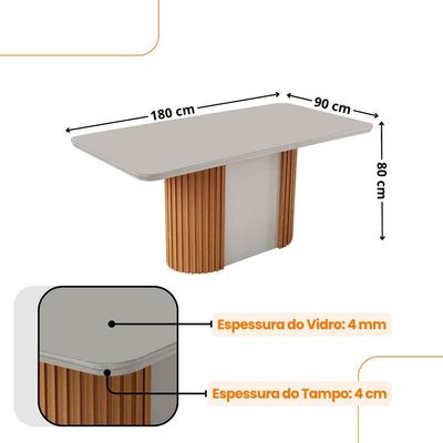 Mesa De Jantar Aspen 180cm  6 Cadeiras Copper Turim