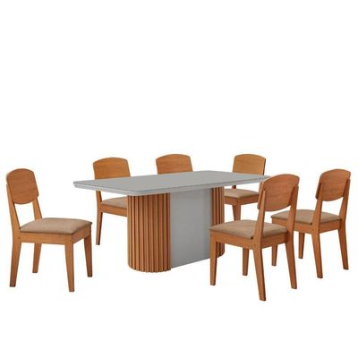 Mesa De Jantar Aspen 180cm  6 Cadeiras Copper Turim