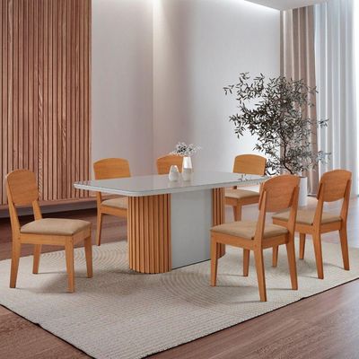 Mesa De Jantar Aspen 180cm  6 Cadeiras Copper Turim