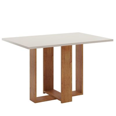 Conjunto Mesa De Jantar Retangular Milani Mel 4 Cadeiras Sol Linho Bege