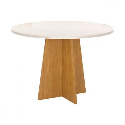 Conjunto Mesa De Jantar Redonda Slin Mel 4 Cadeiras Sol Linho Bege