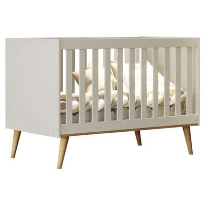 Berço Americano E Guarda Roupa Infantil Ludmila Off White Bétula Com Colchão Ortobom - Carolina Baby