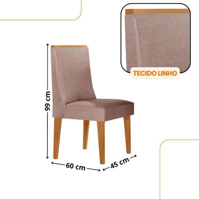 Mesa De Jantar Copper 120cm Tampo Mdf 4 Cadeiras Moderna Linho Capuccino/off/nat/serig. Off