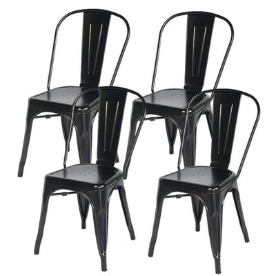 Kit 4 Cadeiras Empilhavel Reforçada Industrial Iron Tolix - Preto