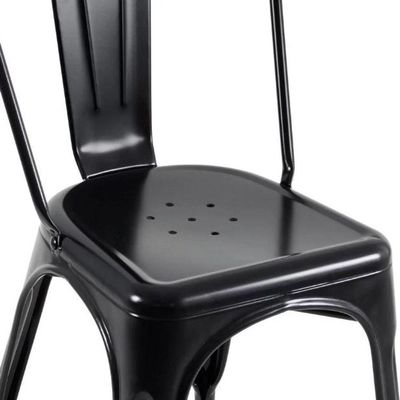 Kit 6 Cadeiras Tolix Fosca – Aço Industrial Preto, Estilo Retrô Para Sala, Cozinha Ou Escritório