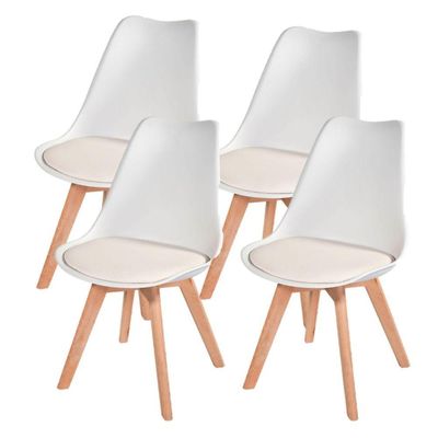 Kit Com 4 Cadeiras Leda Brancas Estofadas – Modernas E Confortáveis Para Cozinha E Sala De Jantar