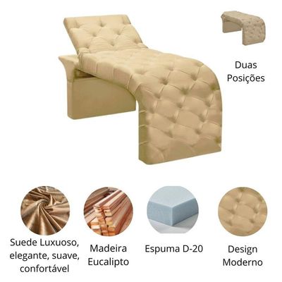 Maca Estofada Estética Cílios Regulável Spa Suede Valentina Bege