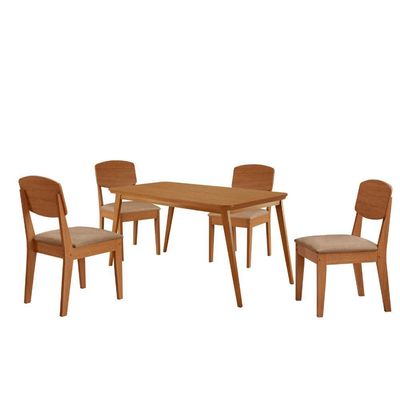 Mesa De Jantar Copper 120cm Tampo Mdf Com 4 Cadeiras Moderna Turim 07/naturalle/naturalle