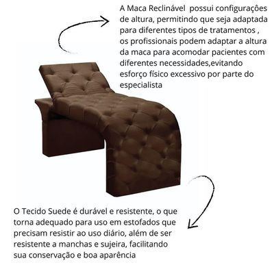 Maca Estofada Estética Cílios Regulável Spa Suede Valentina Marrom