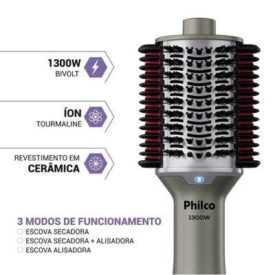 Escova Secadora Philco Bivolt 1300W Multicerdas 4 em 1 PES30 Bivolt