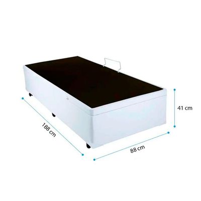 Cama Baú Solteiro 88 Tecido Sintético Branco Com Colchão Toronto Molas Ensacadas Branco D33