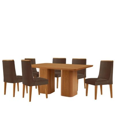 Mesa De Jantar Eloise 180cm Tampo Mdf 6 Cadeiras Lisboa