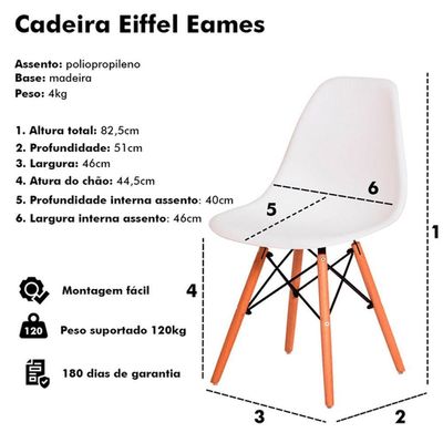 Conjunto 4 Cadeiras Concha Sala Jantar Cozinha Eiffel Pé Palito Preto