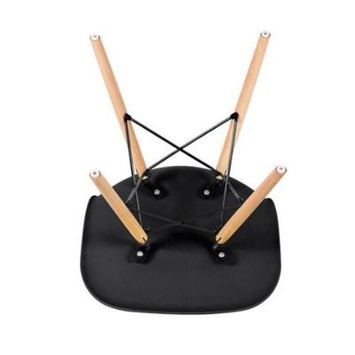 Conjunto Kit 4 Cadeiras Eiffel Eames Preta + 1 Mesa Eames 80cm Branca Base Madeira Sala Cozinha