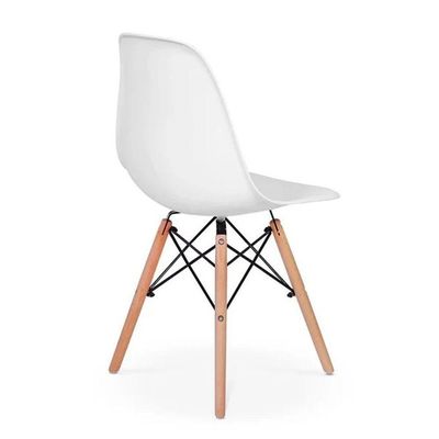 Conjunto De Mesa De Jantar Eames Eiffel Redonda 100cm Tampo De Madeira Com 5 Cadeiras - Branco