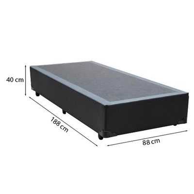 Cama Box Solteiro 88 Tecido Sintético Preto Com Colchão Alegro Bello Box Espuma D28 Cinza 57x88x188