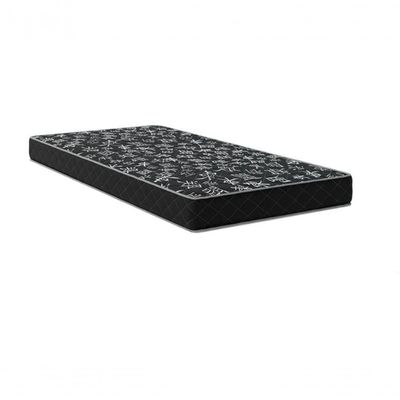 Cama Box Solteiro 88 Tecido Sintético Branco Com Colchão Espuma D20 - Tampo Preto 12cm