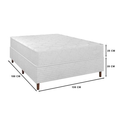 Cama Box Casal 138 Matelassê Branco Com Colchão Barcelona Molas Ensacadas Bello Box