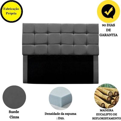Cabeceira Cama Box Estofada Solteiro 90 Cm Costa Rica Suede Cinza