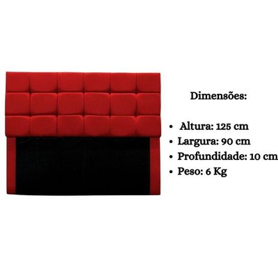 Cabeceira Cama Box Estofada Solteiro 90 Cm Costa Rica Suede Vermelho