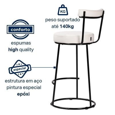 Kit 4 Banquetas Miami 96cm Couríssimo Branco - Salaone Branco