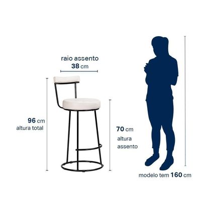 Kit 4 Banquetas Miami 96cm Couríssimo Branco - Salaone Branco