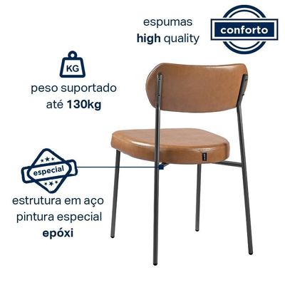 Conjunto 4 Cadeiras Lavínia Couríssimo Amarula/aço Preto - Salaone Couríssimo Amarula/aço Preto