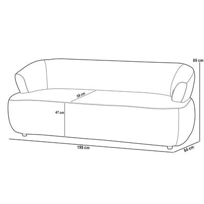 Sofá 3 Lugares Orgânico Para Sala Living 198cm Florea M05 Bouclê Creme - Lyam Decor