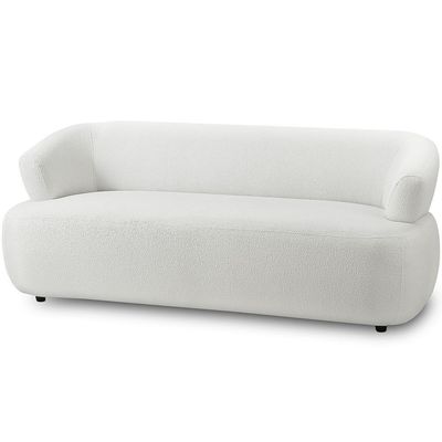 Sofá 3 Lugares Orgânico Para Sala Living 198cm Florea M05 Bouclê Creme - Lyam Decor